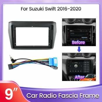 2 Din 9-Palčni Avto Okvir Fascias Kabel Android Dask Kit Fascijo Okvir Dash Mount Kit za Suzuki Swift 2016-2020 16pin Adapter