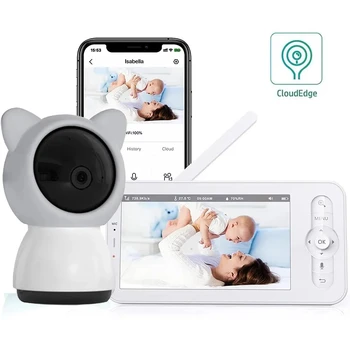 HD 5 Palčni LCD-Baby Monitor dvosmerni Pogovor PTZ Kamere Daljinski upravljalnik Vgrajen Lullabies Temperatura Odkrivanje Baby Telefon Baby Kamera