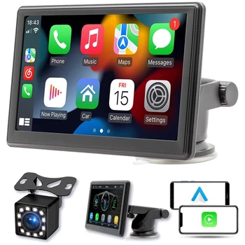 Prenosni Brezžični Carplay Zaslon Dash Gori, 7 Palčni Zaslon Na Dotik Avtomobilski Stereo Bluetooth, Kamera Zadaj,