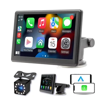 Prenosni Brezžični Carplay Zaslon Dash Gori, 7 Palčni Zaslon na Dotik Avtomobilski Stereo Bluetooth, FM Avto Radio, Kamera Zadaj, USB