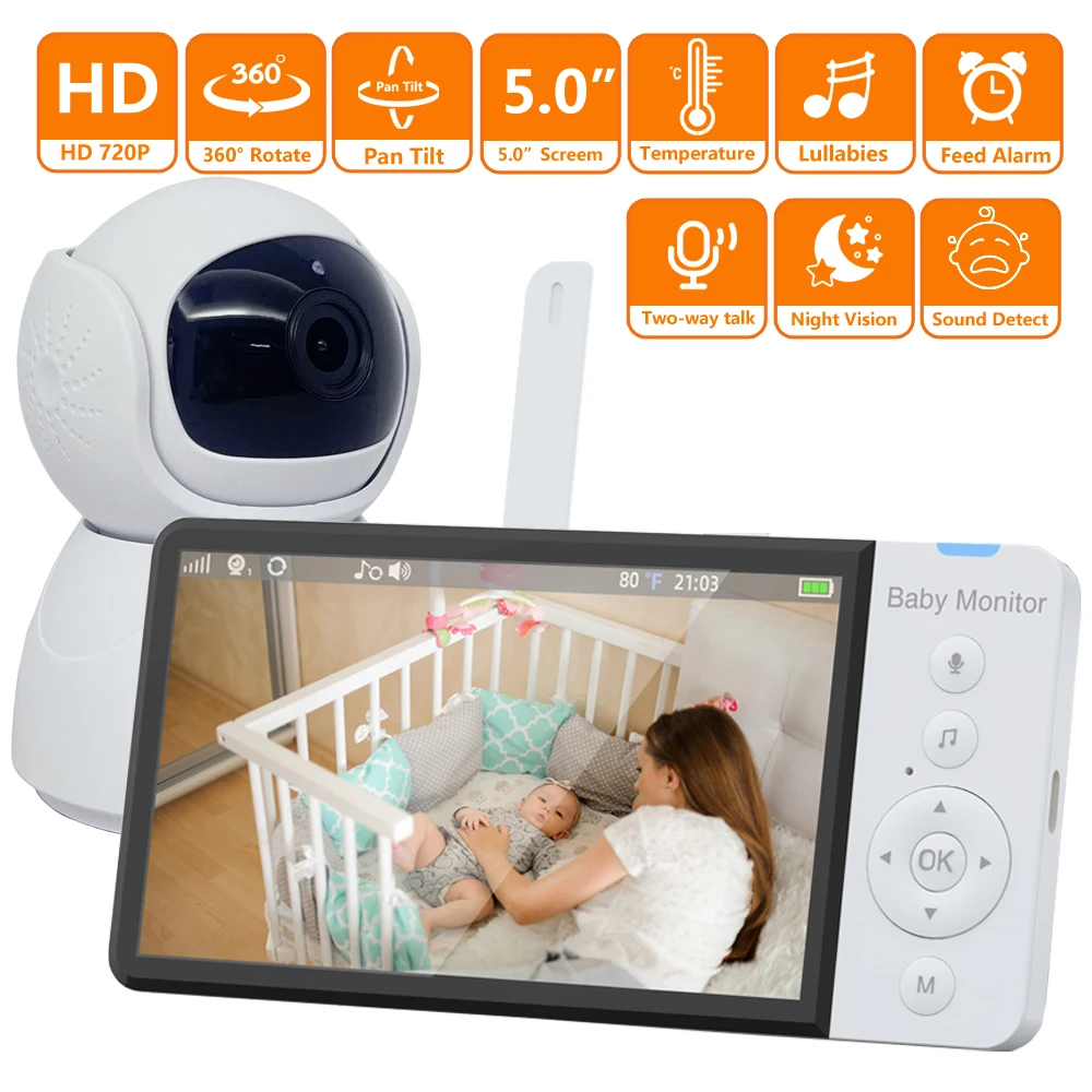 Nova 5-Palčni Video Digitalni Baby Monitor Kamera HD 1080P Varnost Otrok Fotoaparat Night Vision Jok dojenčkov Telefon novorojenčka Predmeti
